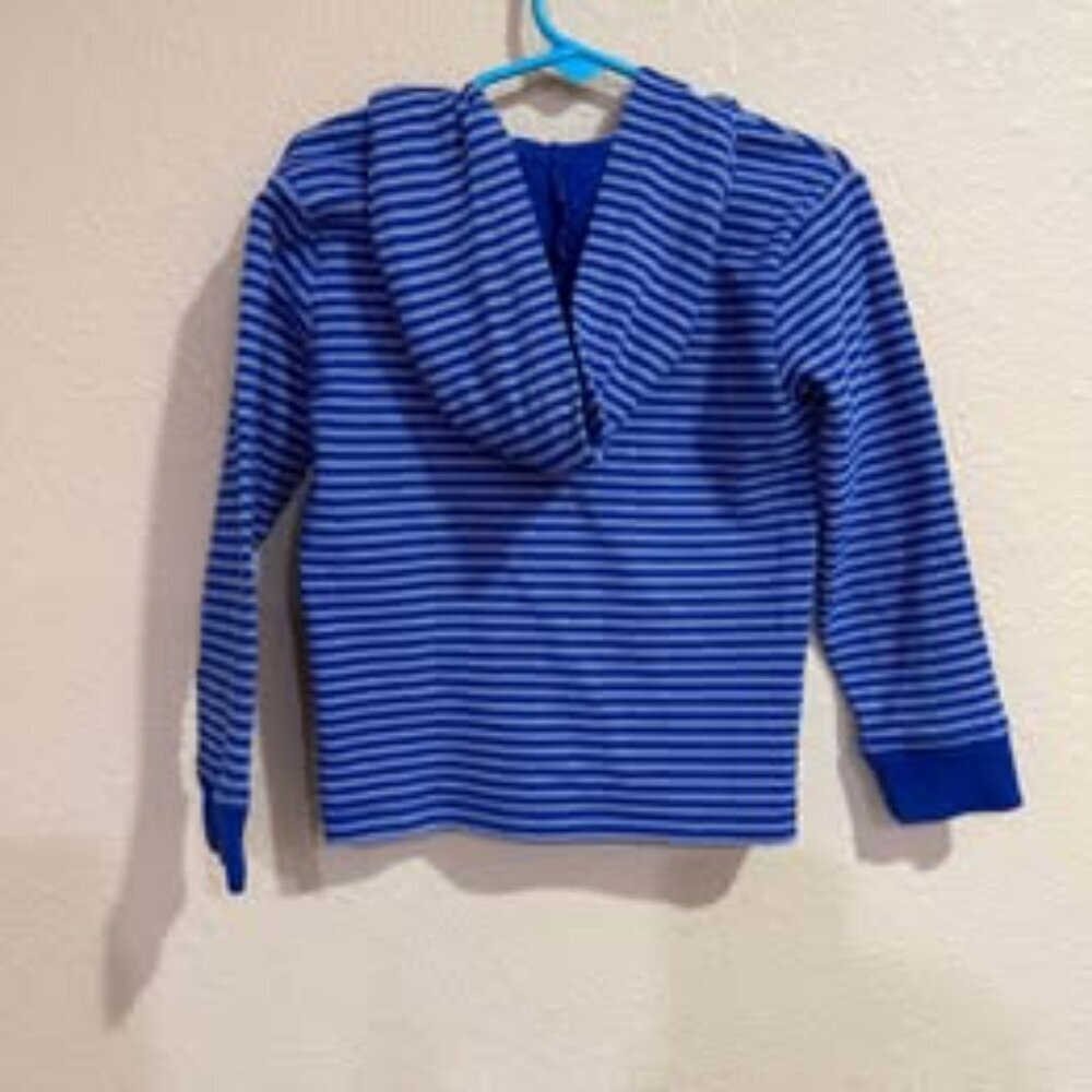 JANIE AND JACK Blue Striped Hooded Shirt Size 4 - Picture 2 of 3